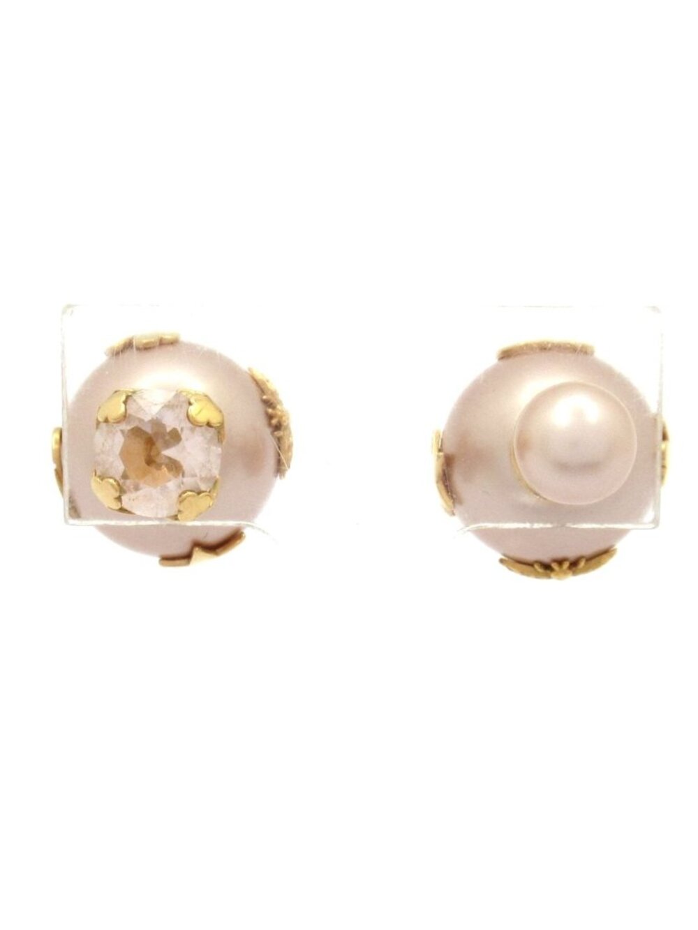 Dior Earrings Tribal Gold Pink Beige